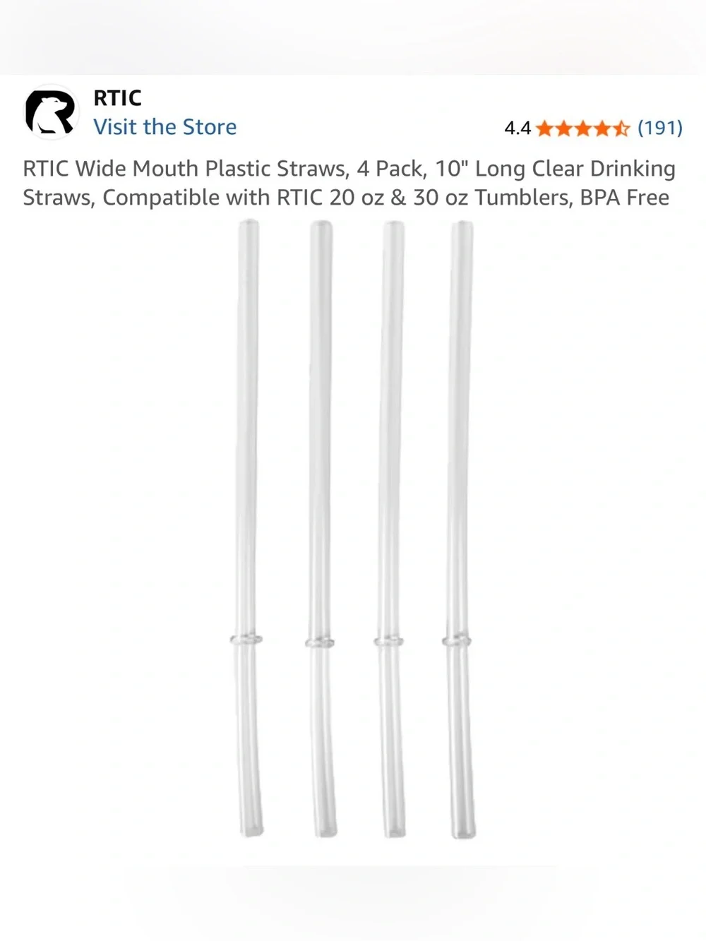 Clear Wide Mouth Plastic Straws - 4 Pack